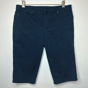 Christopher & Banks Capri Shorts Womens 12 Blue White Polka Dot Stretch